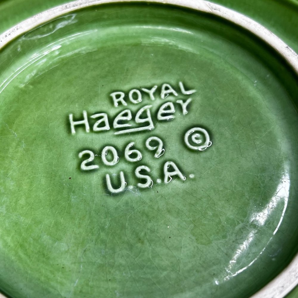 Vintage Royal Haeger Ashtray 2069 Round Green Orange Brown 8.25 inch - Picture 7 of 10